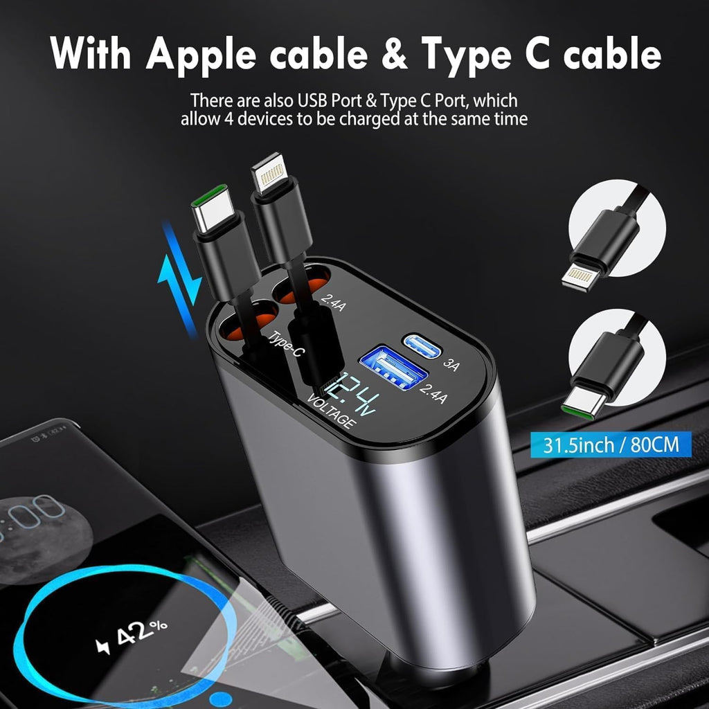 120W Retractable Fast Car Charger
